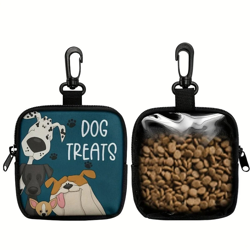 Portable Polyester Dog Treat Pouch with Zipper Closure | Ideal for Outdoor Activities and Walks,Colorful Design,Transparent Side
