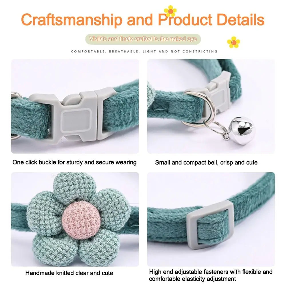 Cute with Bells Cat Collars Adjustable Teddy Pomeranian Collar Dog Collars With Flower Pet Collar Dog Cat