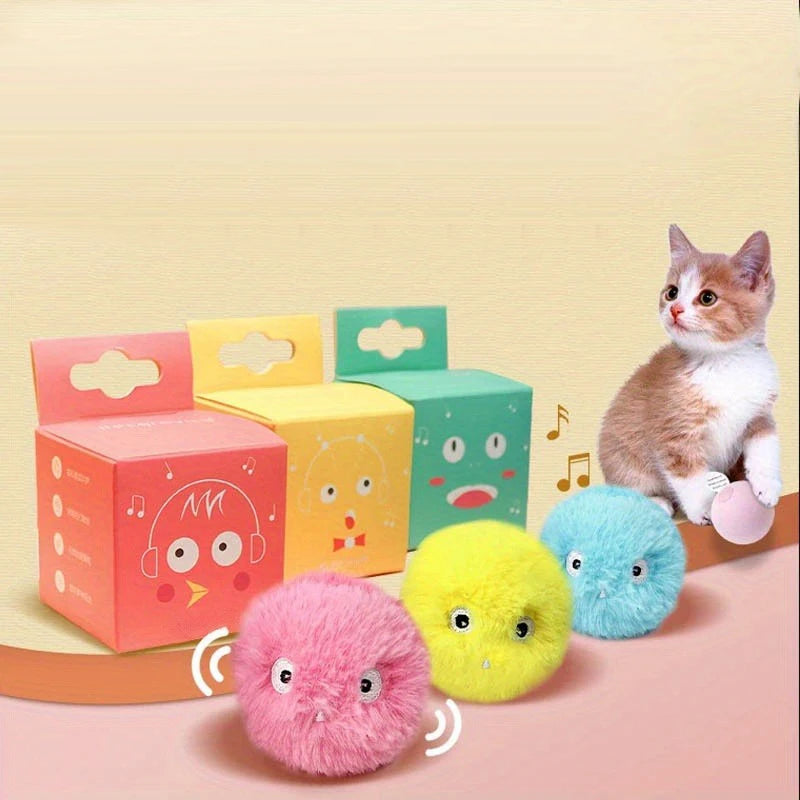1Pcs Interactive Ball Smart Cat Dog Toys Plush Electric Catnip Training Toy Kitten Touch Sounding Pet Product Squeak Toy Ball