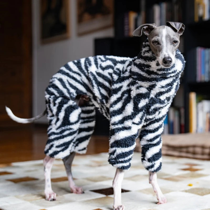 S-3XL Winter Plush Printed Pet Dog Clothes Whippet Italian Greyhound High Neck Warm Stretch Jumpsuit New Dog Jacket Coat Sweater