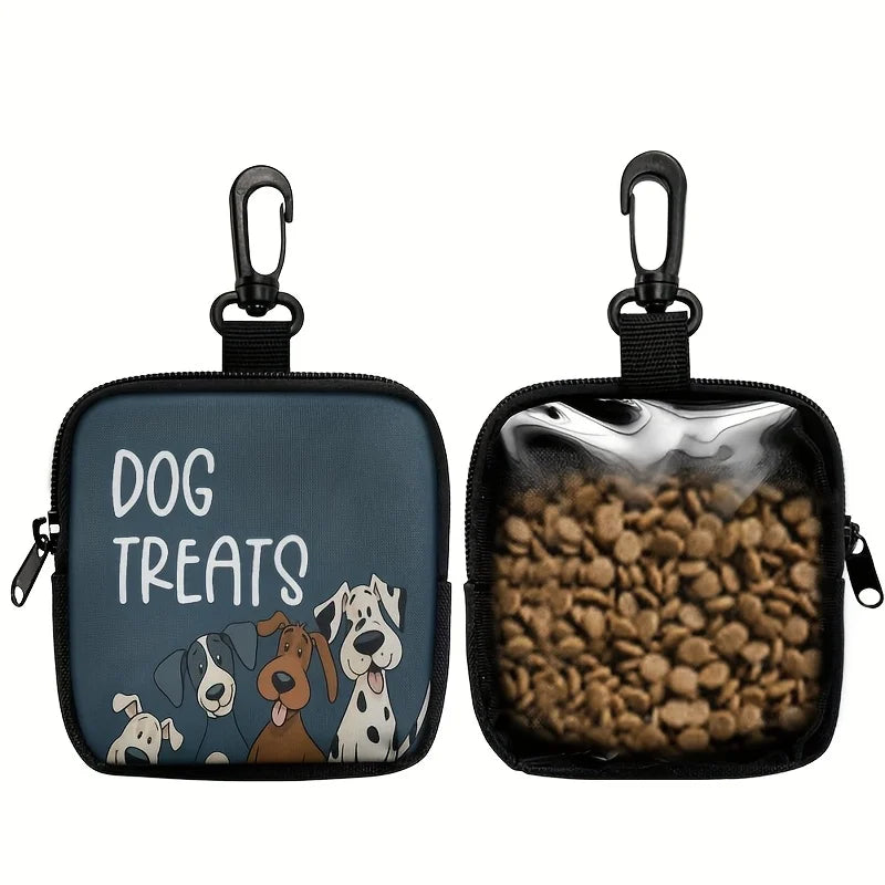 Portable Polyester Dog Treat Pouch with Zipper Closure | Ideal for Outdoor Activities and Walks,Colorful Design,Transparent Side