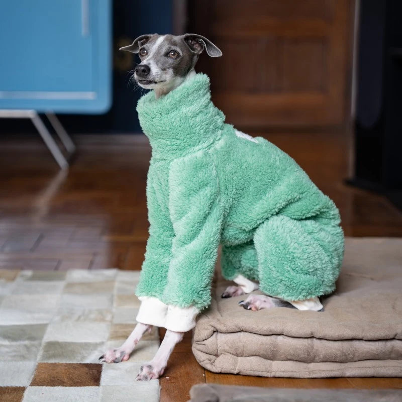 S-3XL Winter Plush Printed Pet Dog Clothes Whippet Italian Greyhound High Neck Warm Stretch Jumpsuit New Dog Jacket Coat Sweater
