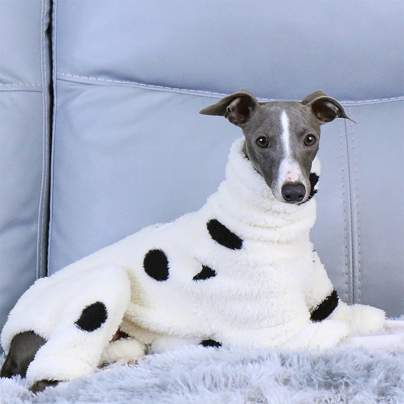 S-3XL Winter Plush Printed Pet Dog Clothes Whippet Italian Greyhound High Neck Warm Stretch Jumpsuit New Dog Jacket Coat Sweater